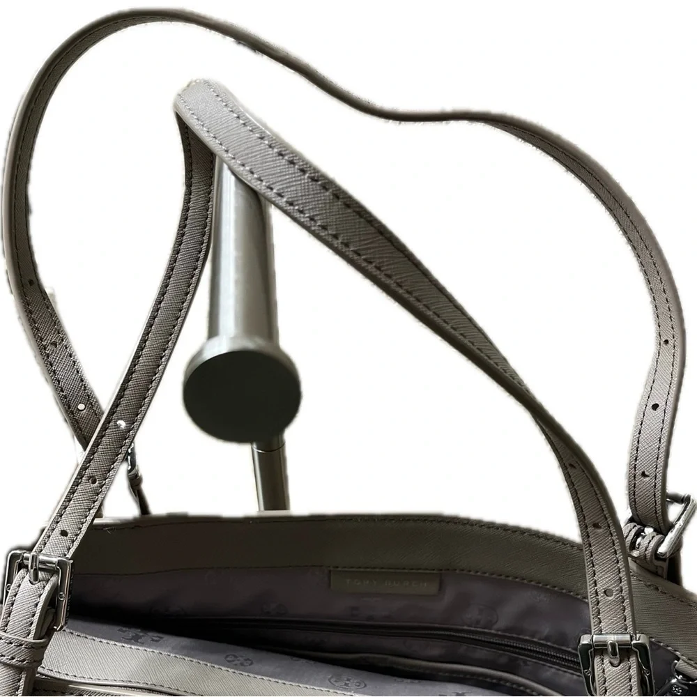 Tory Burch Gray Saffiano Leather Tote